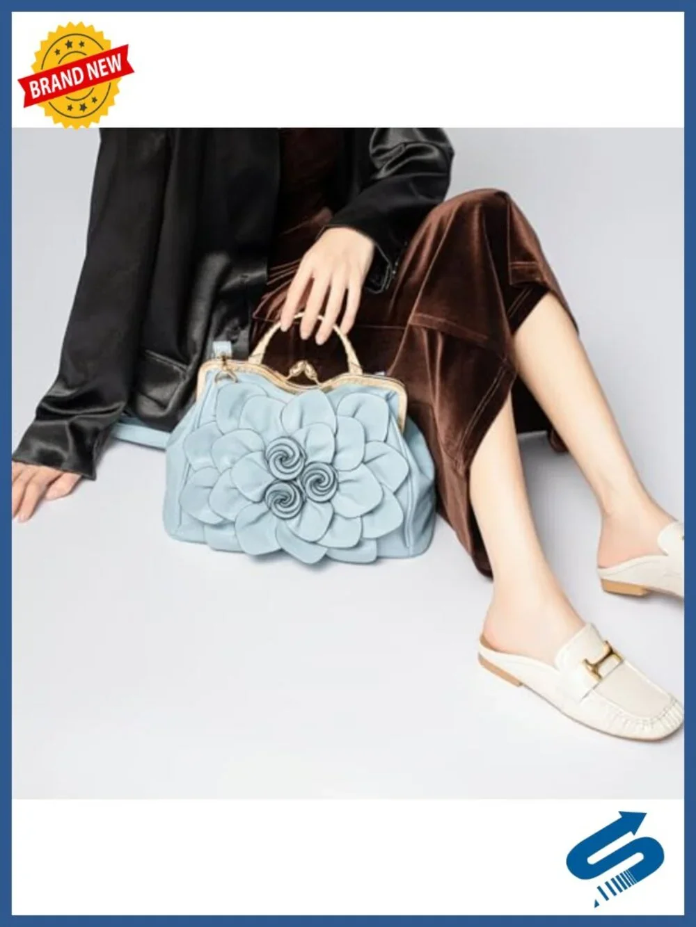 Women's Floral Evening Clutch with Detachable Chain Strap - PU Leather